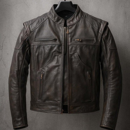 Genuine Cow Leather Embossed logo Biker Jacket: Handmade Motorcycle Club Gear, Harley Davidson, Custom Sizing