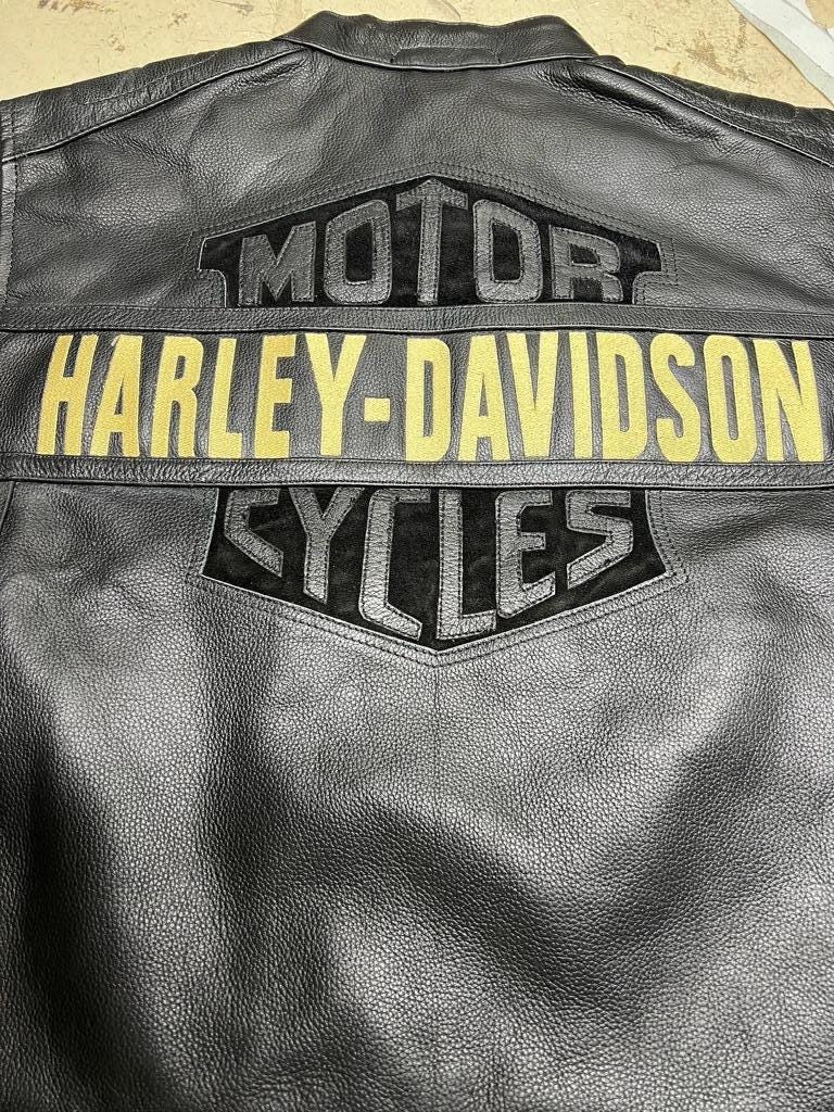 Genuine Leather embroidered logo Biker Vest: Handmade Motorcycle Club Gear, Harley, Custom Sizing