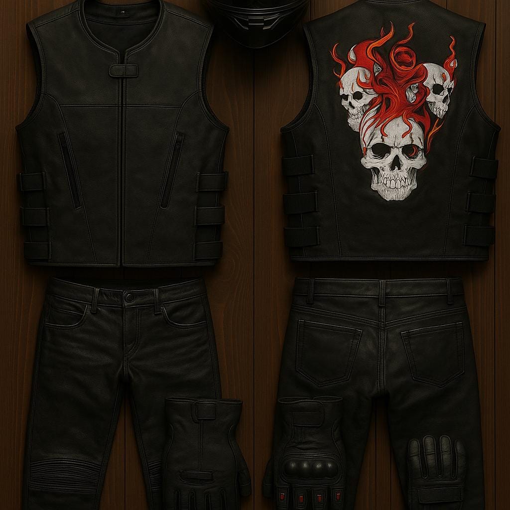 Reflective Skull Leather Vest,Day & Night Effect, Warm Liner – Embroidery, Removable Liner, Gun Pocket #Biker Jackets # Reflective
