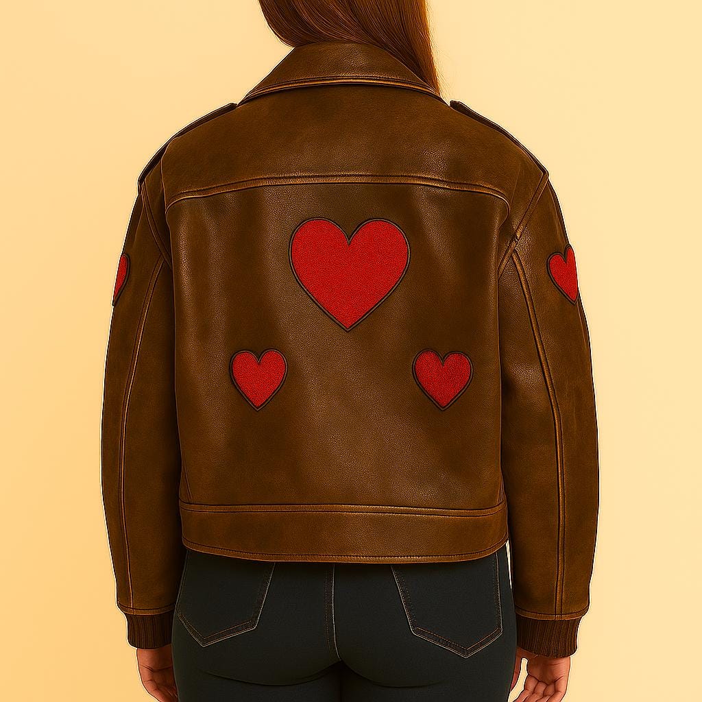 Oversized Distressed Customizable Womens Embroidered Patches Sheep Skin Leather Jacket Brown Solid Pattern Autumn Biker Fashion vintage 90's
