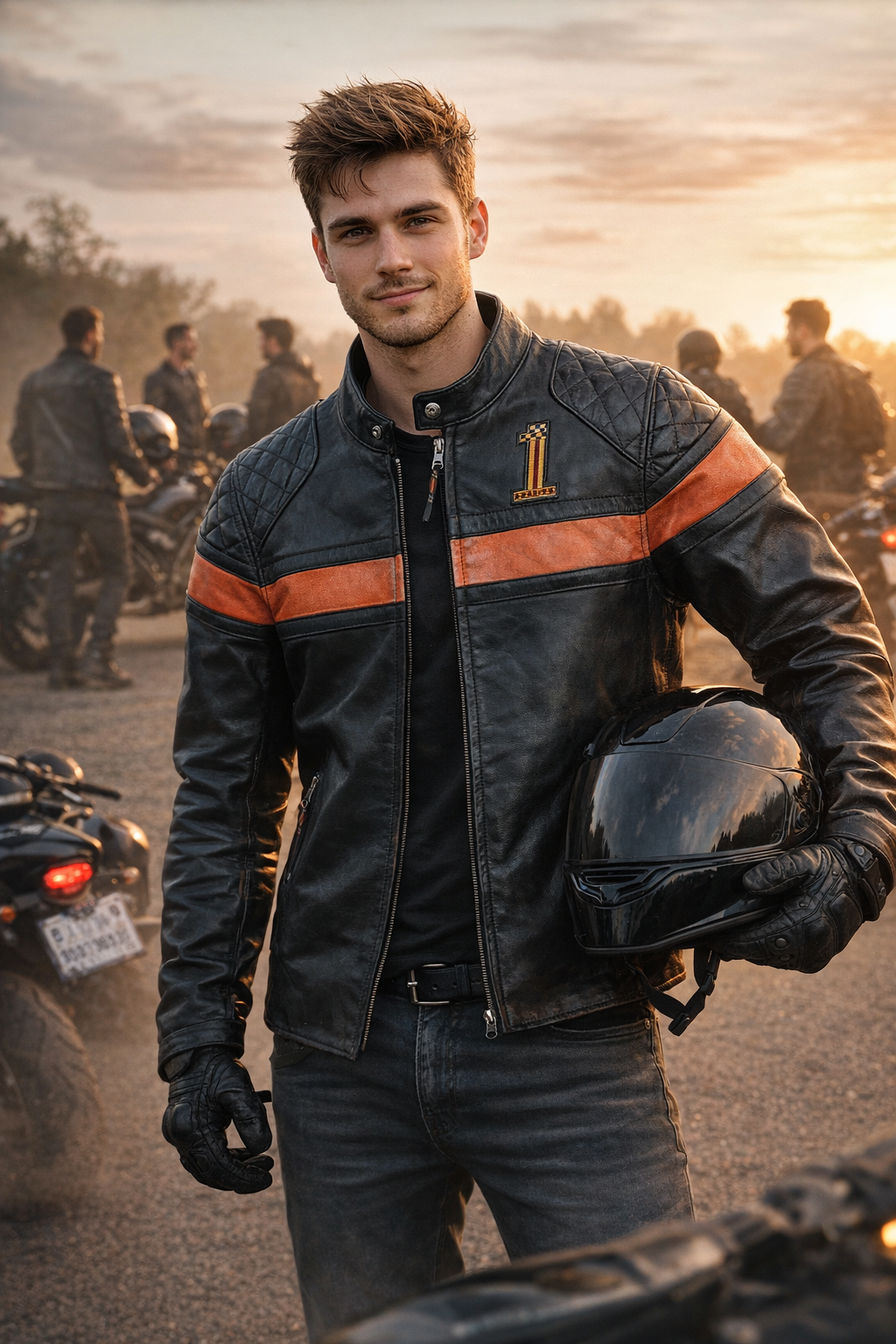Classic Biker Cruiser Leather embroidered logo  Biker Jacket: Handmade Motorcycle Club Gear, Harley Davidson, Custom Sizing (Copy)