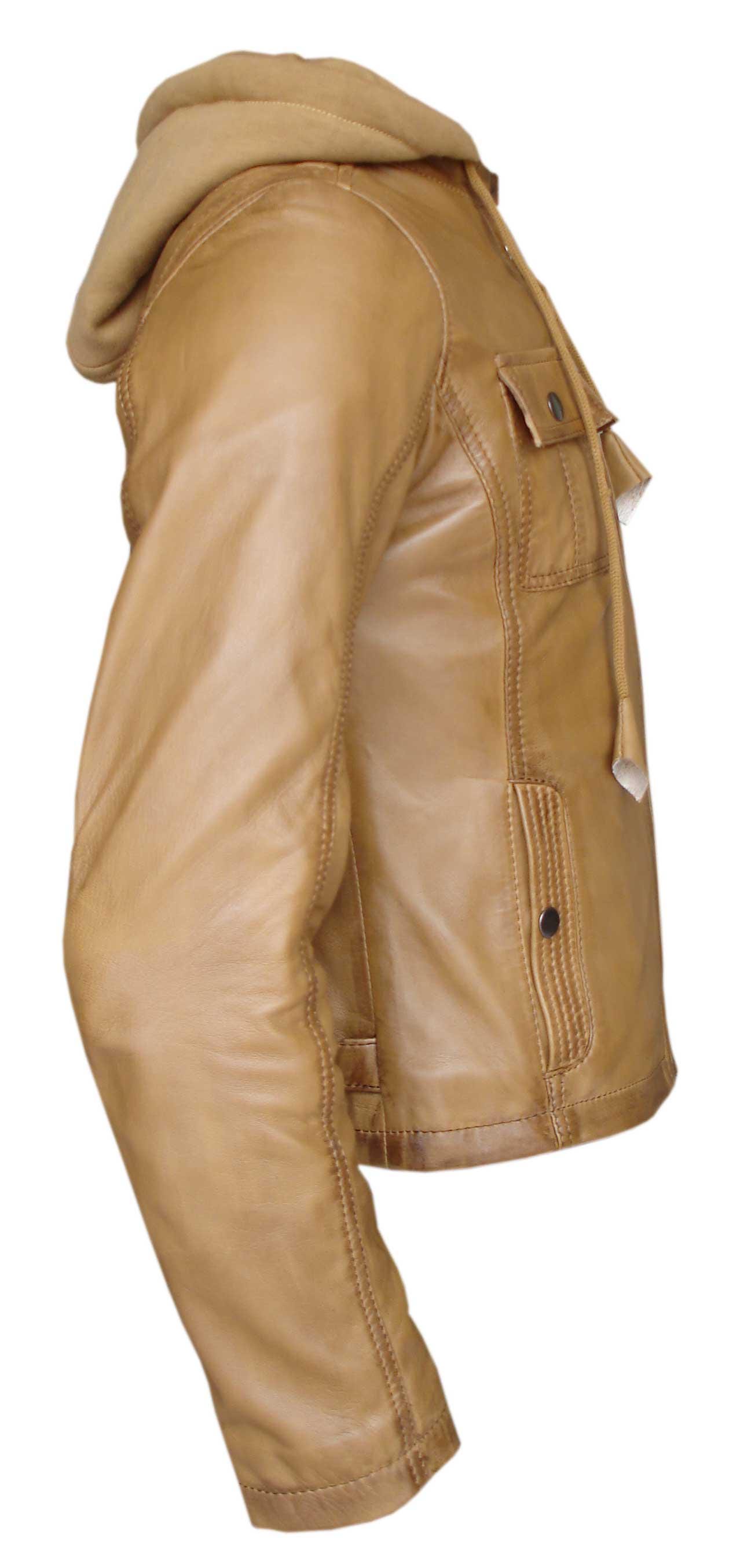 Sustainable Leather Hooded Jacket: Eco-Friendly Women's Style