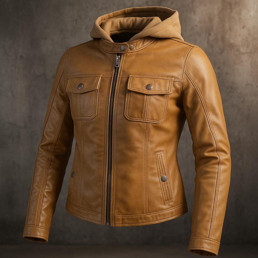 Sustainable Leather Hooded Jacket: Eco-Friendly Women's Style