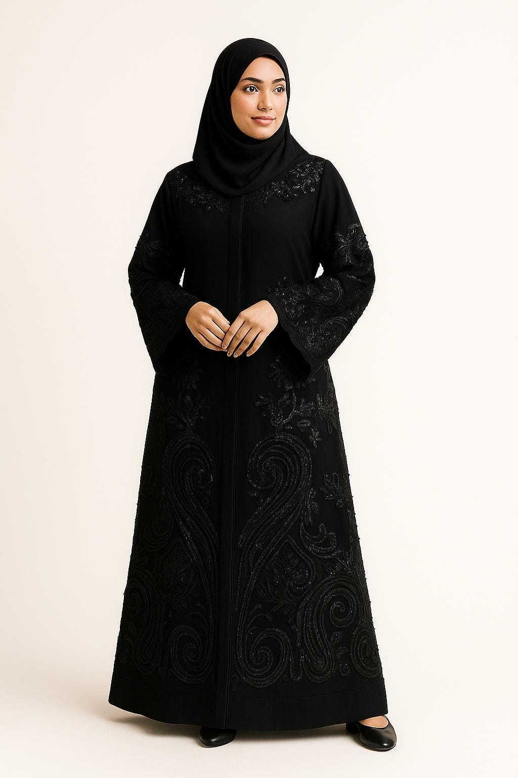 Handmade Embroidered Dress Abaya – Elegant Long Maxi Kaftan, djellaba, or jalabiya Made from Jazz, Crepe, Georgette | Islamic | Custom Sizes