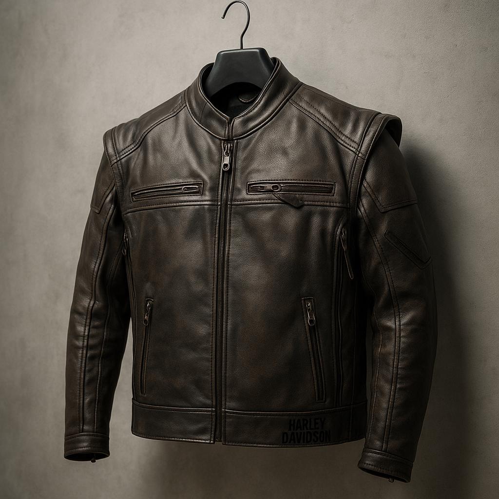 Genuine Cow Leather Embossed logo  Biker Jacket: Handmade Motorcycle Club Gear, Harley Davidson, Custom Sizing