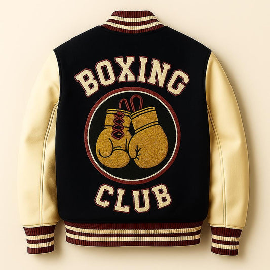Custom Varsity Jacket: Wool Blend Body, Leather Sleeves