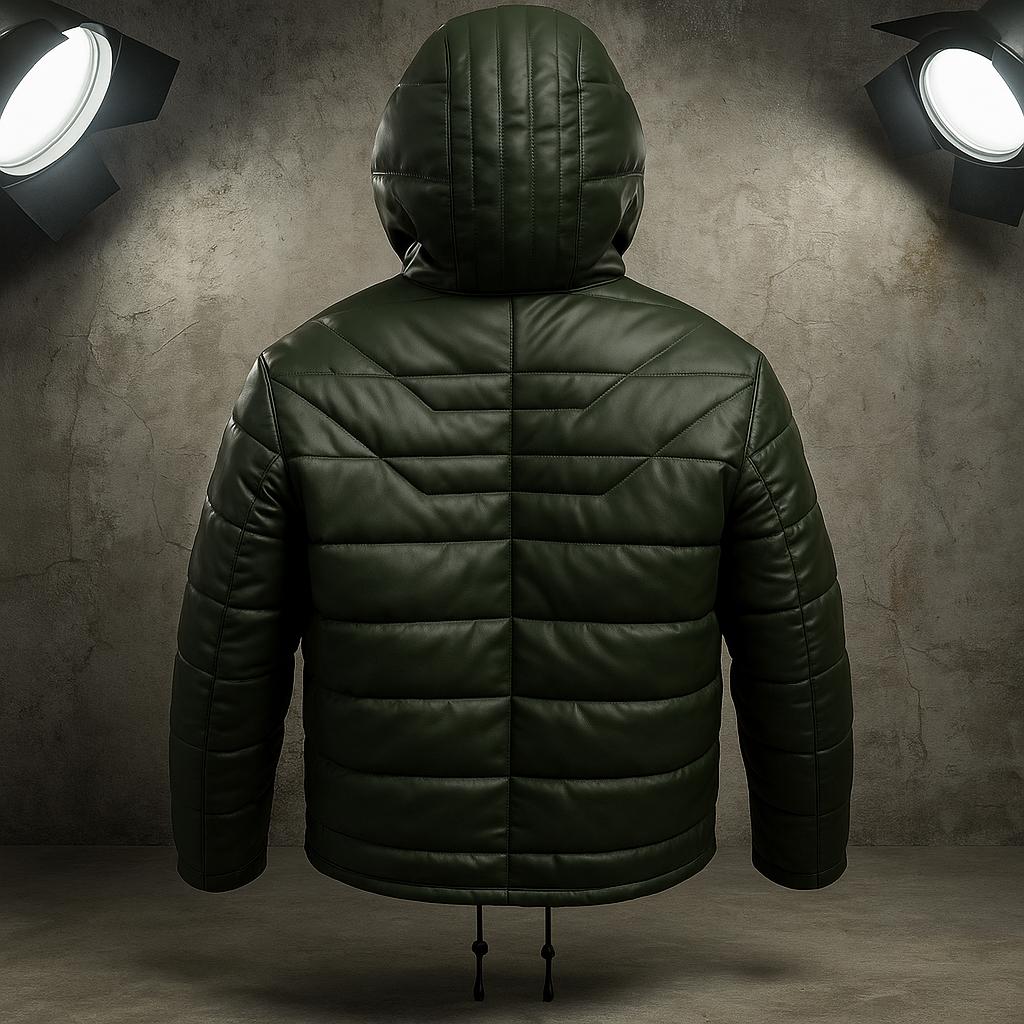 Real Lamb Leather Puffer Soft Leather Winter Coat  Eco-Friendly Luxury Outerwear Men’s Warm Holiday Gift
