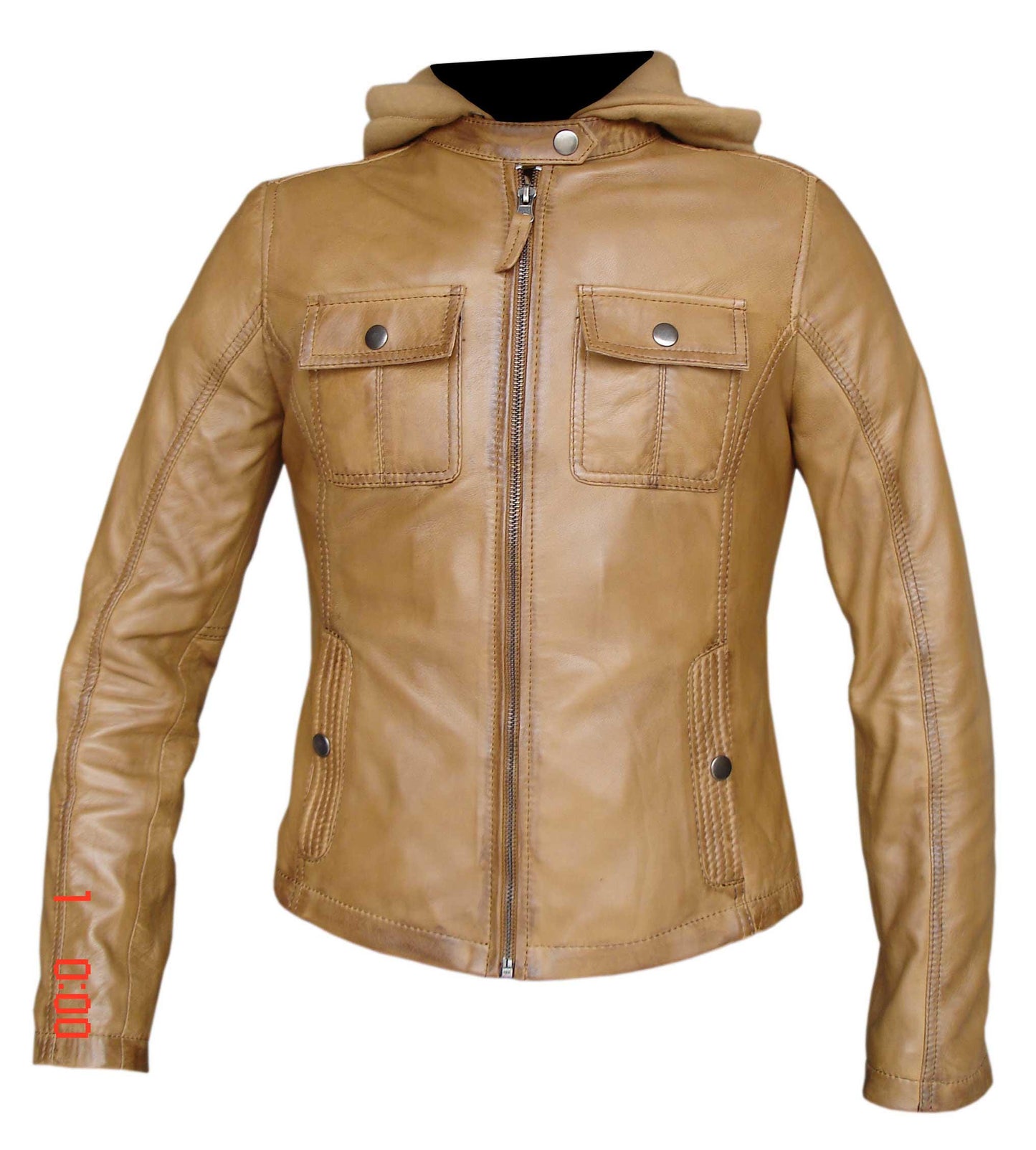 Sustainable Leather Hooded Jacket: Eco-Friendly Women's Style