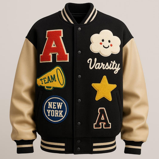 Custom Varsity Jacket: Wool Blend & Leather Sleeves