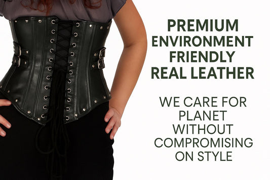 Handmade Sheepskin Leather Underbust Corset - Vintage Style Waist Cincher