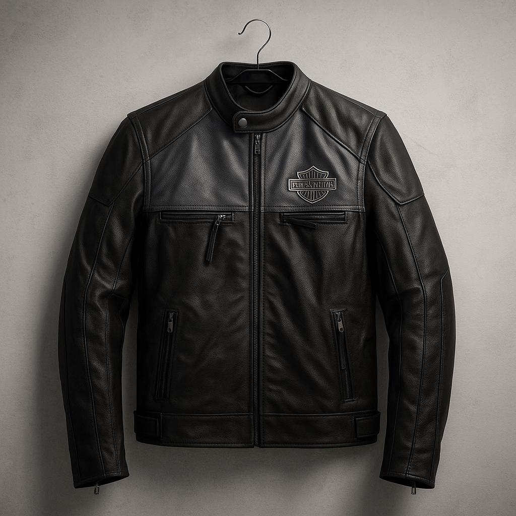 Genuine Cow Leather embroidered logo  Biker Jacket: Handmade Motorcycle Club Gear, Harley Davidson, Custom Sizing