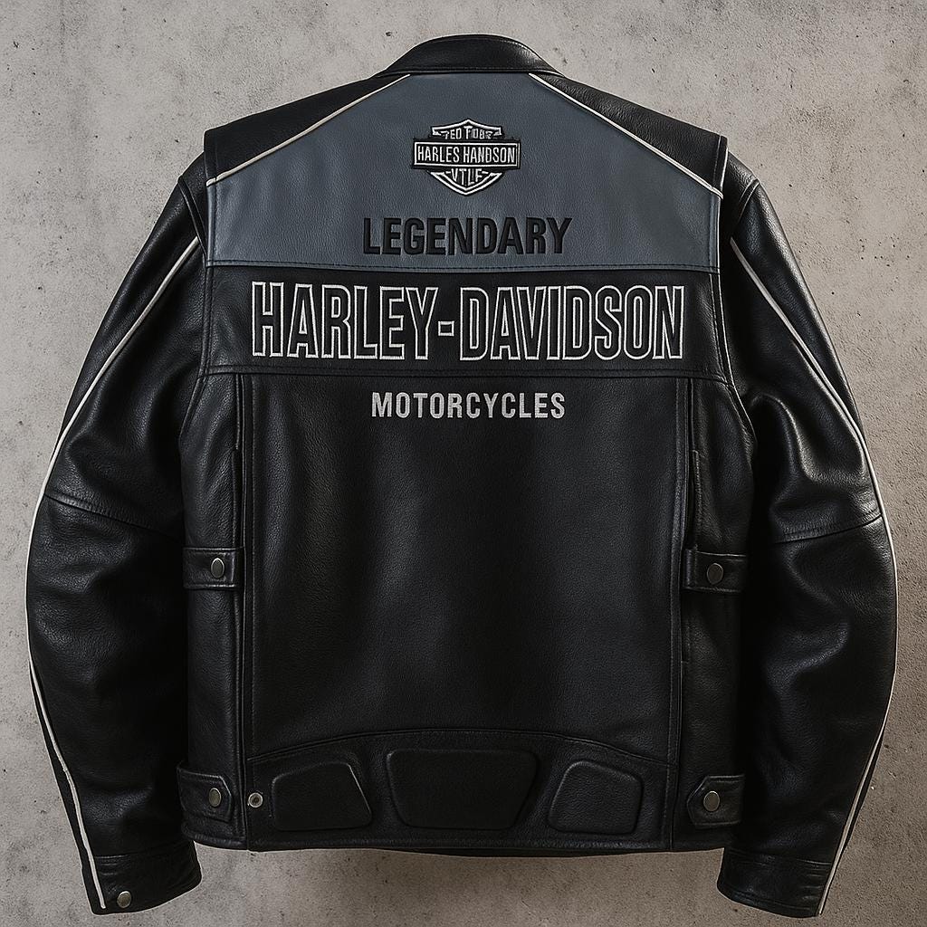 Genuine Cow Leather embroidered logo  Biker Jacket: Handmade Motorcycle Club Gear, Harley Davidson, Custom Sizing