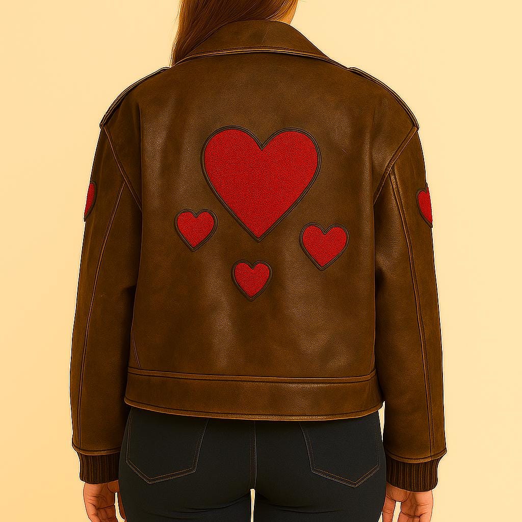Oversized Distressed Customizable Womens Embroidered Patches Sheep Skin Leather Jacket Brown Solid Pattern Autumn Biker Fashion vintage 90's