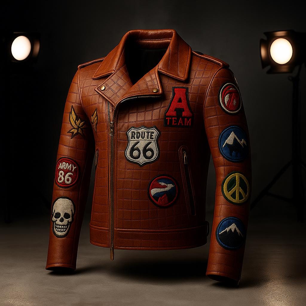 Retro 80’s Crocodile Embossed Real Leather Jacket – Handcrafted Biker Style with Embroidery Patches, Retro Streetwear, Custom Outerwear
