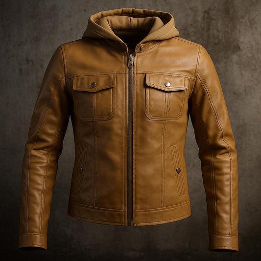 Sustainable Leather Hooded Jacket: Eco-Friendly Women's Style
