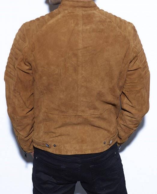 Men's Suede Leather Biker Jacket: Café Racer Style
