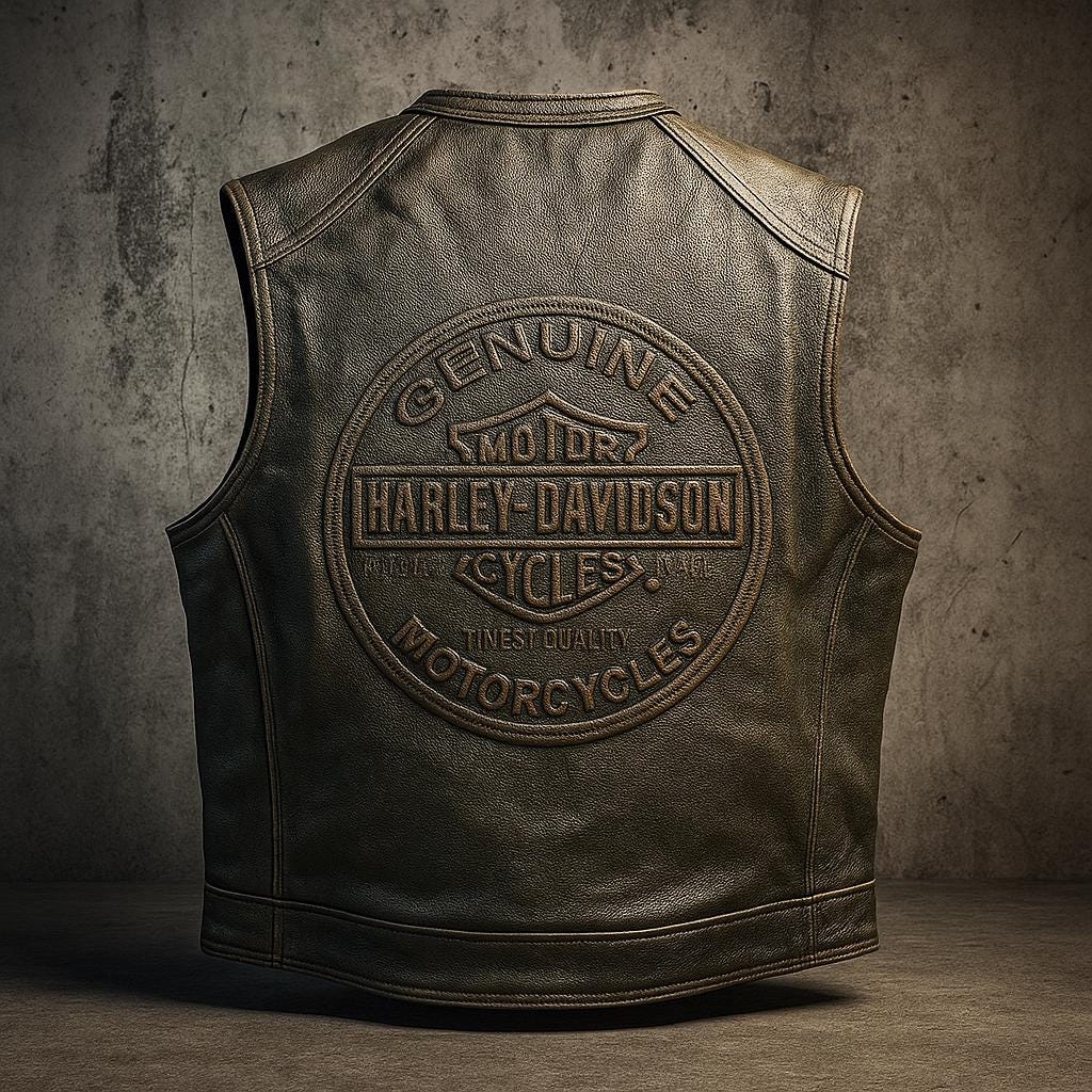 Genuine Cow Leather Embossed logo  Biker Jacket: Handmade Motorcycle Club Gear, Harley Davidson, Custom Sizing