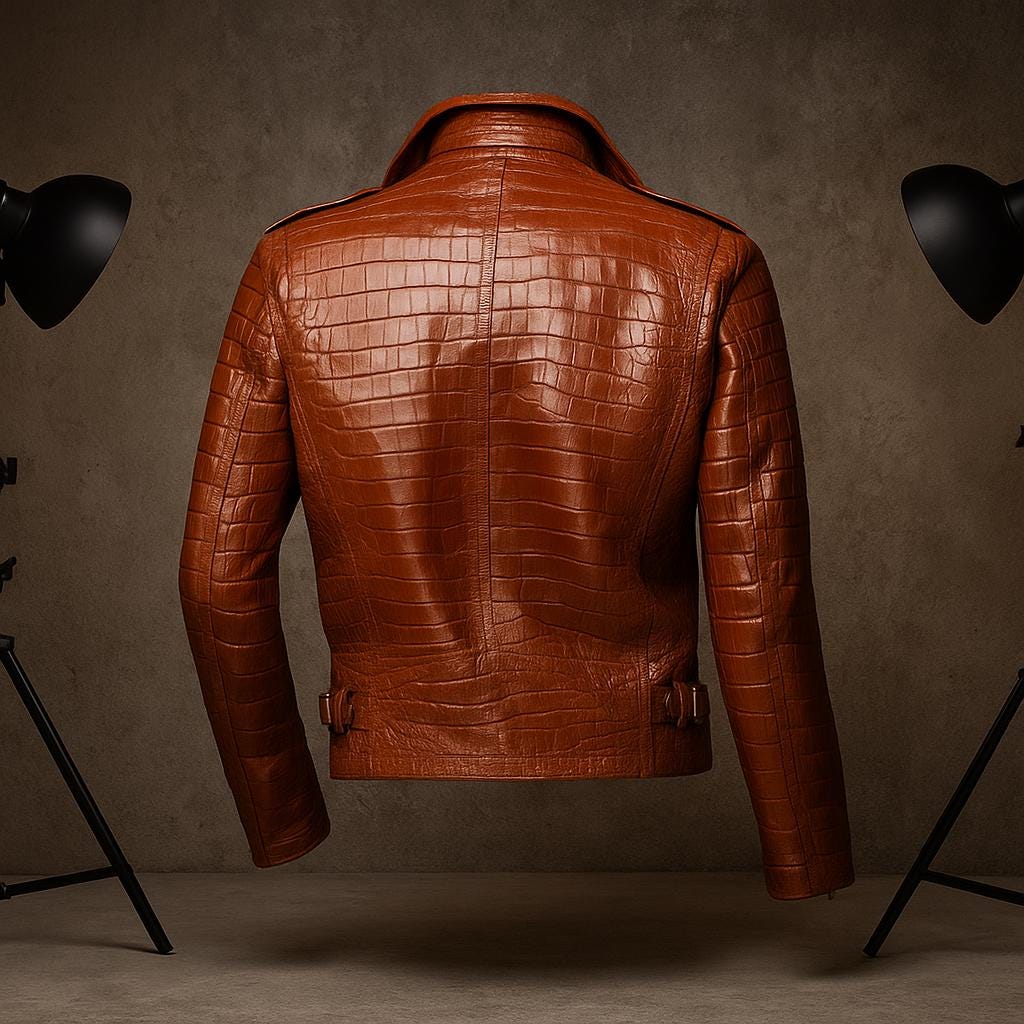 Men’s Crocodile Pattern Embossed Leather Jacket | Genuine Lambskin | Luxury Fashion Outerwear