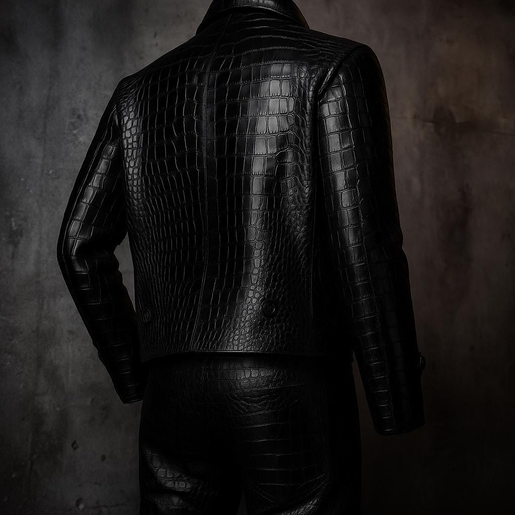 Men’s Crocodile Pattern Embossed Leather Jacket | Genuine Lambskin | Luxury Fashion Outerwear