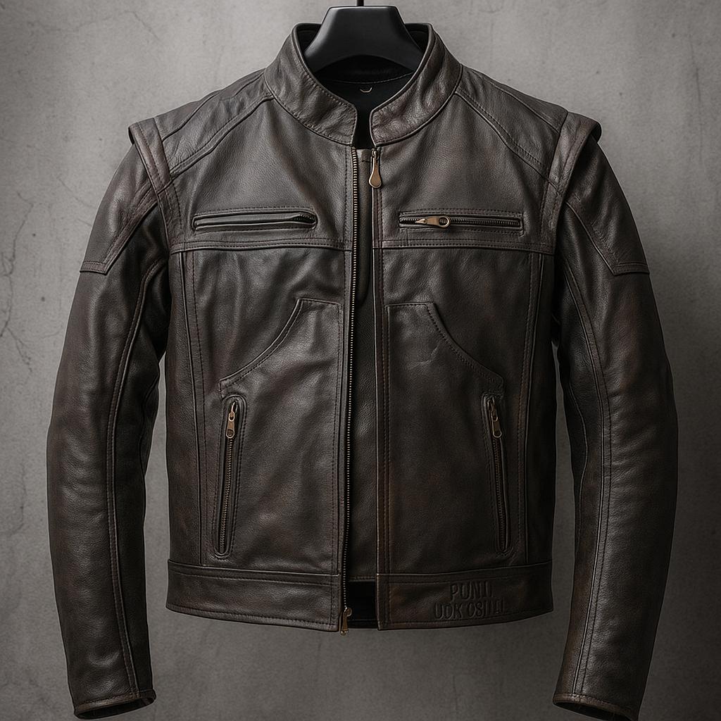 Genuine Cow Leather Embossed logo  Biker Jacket: Handmade Motorcycle Club Gear, Harley Davidson, Custom Sizing