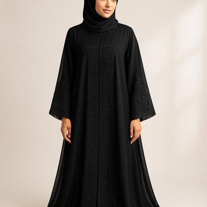 Handmade Embroidered Dress Abaya – Elegant Long Maxi Kaftan, djellaba, or jalabiya Made from Jazz, Crepe, Georgette | Islamic | Custom Sizes