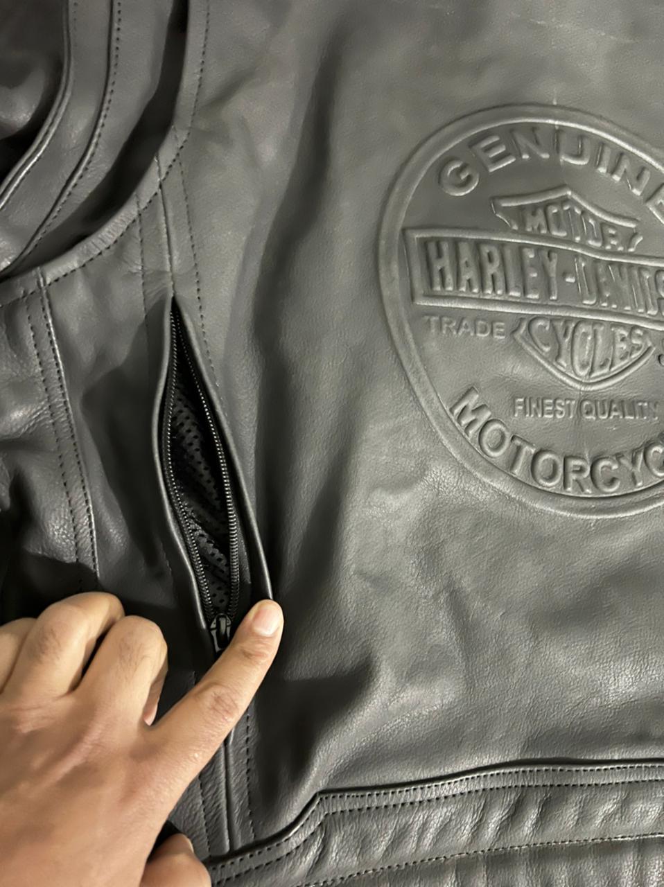 Genuine Cow Leather Embossed logo  Biker Jacket: Handmade Motorcycle Club Gear, Harley Davidson, Custom Sizing