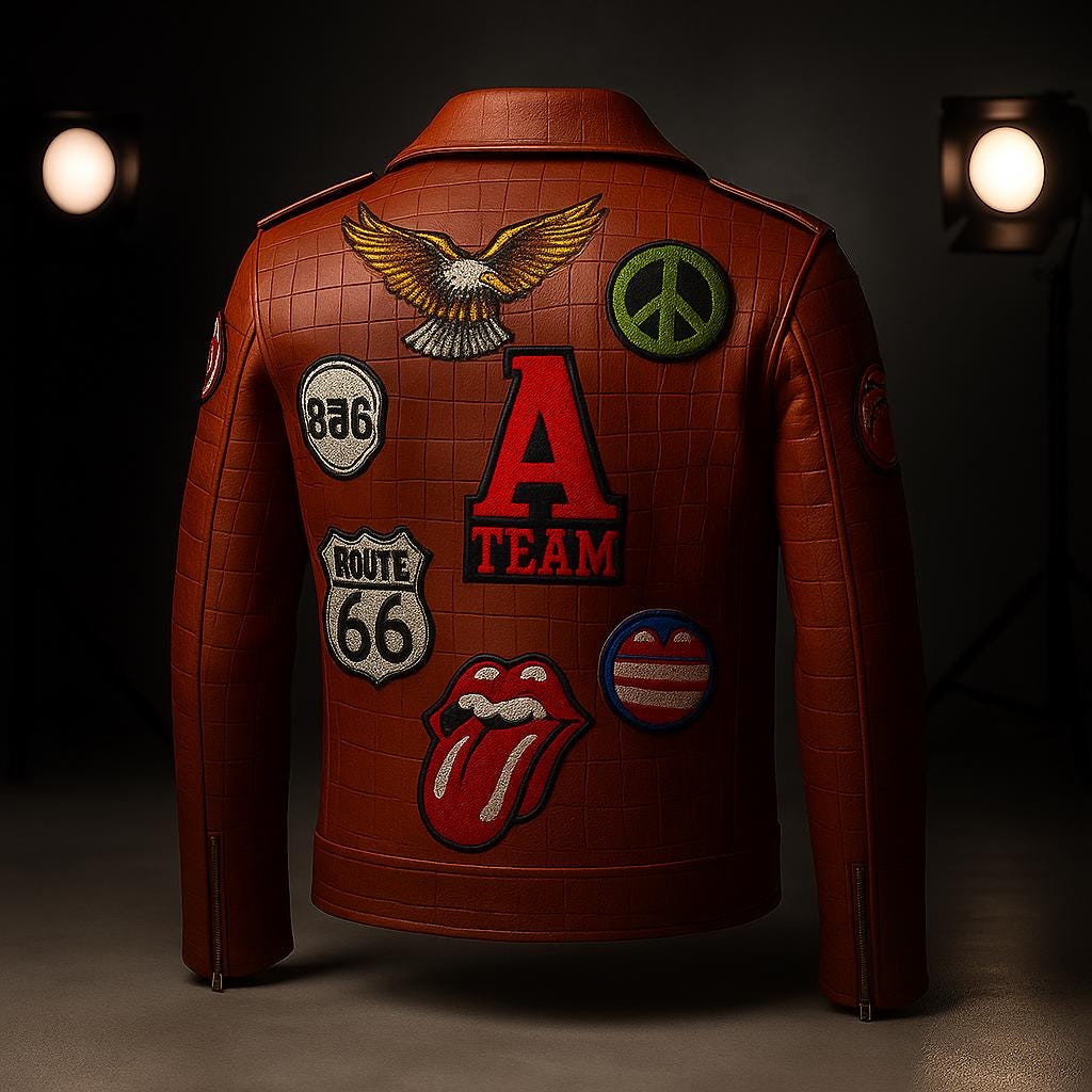 Retro 80’s Crocodile Embossed Real Leather Jacket – Handcrafted Biker Style with Embroidery Patches, Retro Streetwear, Custom Outerwear