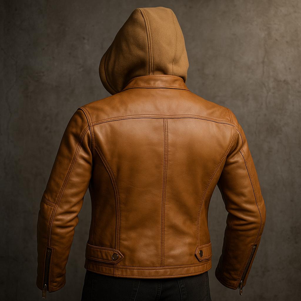 Sustainable Leather Hooded Jacket: Eco-Friendly Women's Style