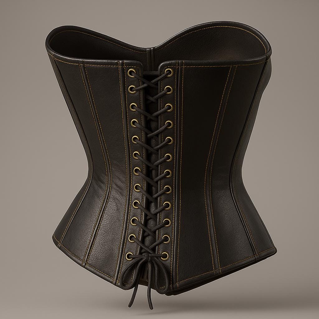 Genuine Leather Corset Top & Pants Set: Biker Gothic Steampunk Outfit