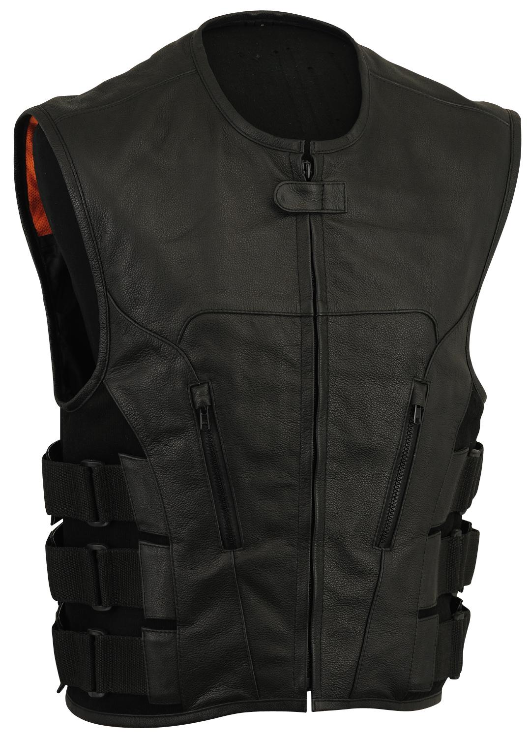 Reflective Skull Leather Vest,Day & Night Effect, Warm Liner – Embroidery, Removable Liner, Gun Pocket #Biker Jackets # Reflective