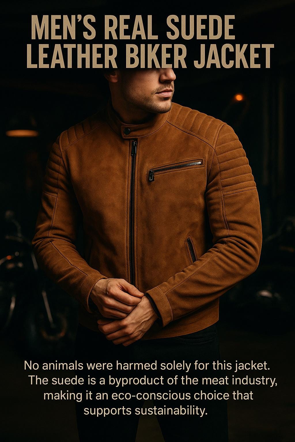 Men's Suede Leather Biker Jacket: Café Racer Style