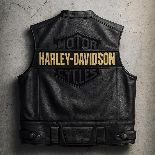 Genuine Leather embroidered logo  Biker Vest: Handmade Motorcycle Club Gear, Harley, Custom Sizing